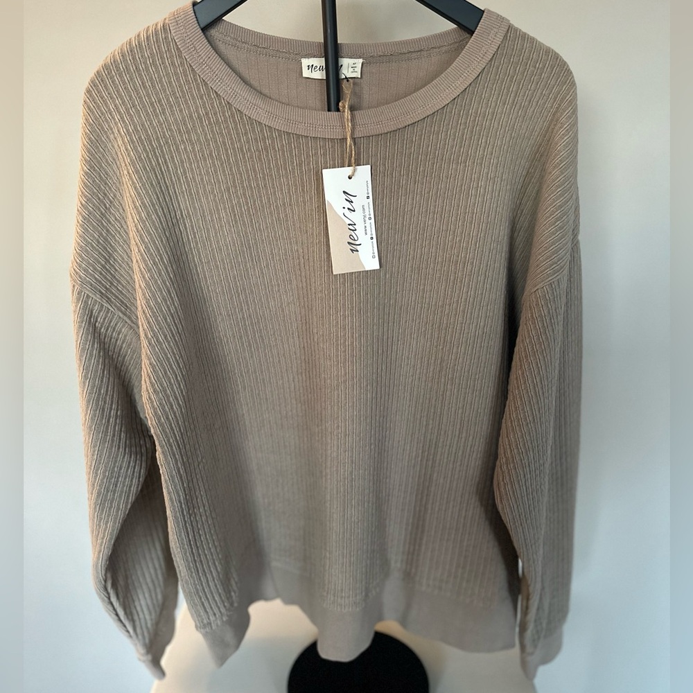 Very J Taupe Crew Neck Sweater